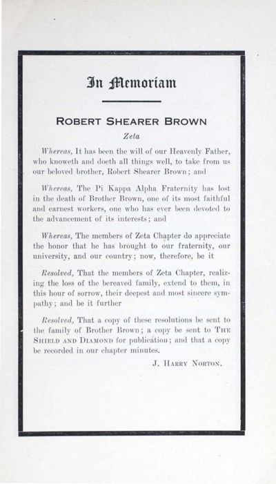 In Memoriam: Robert Shearer Brown